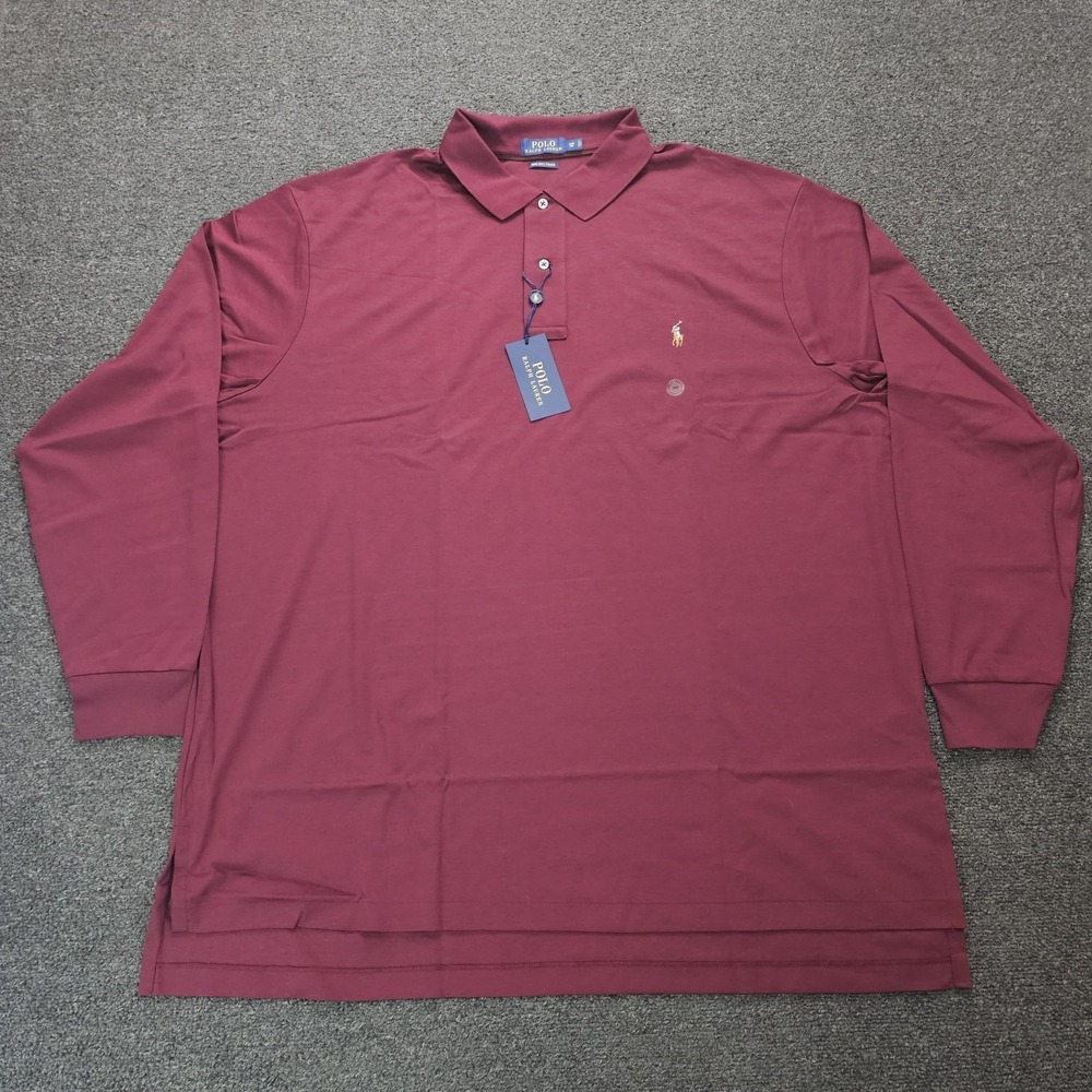 Polo Ralph Lauren Shirt Mens 3XB Long Sleeve Flesh Pony Pima Soft Touch Maroon